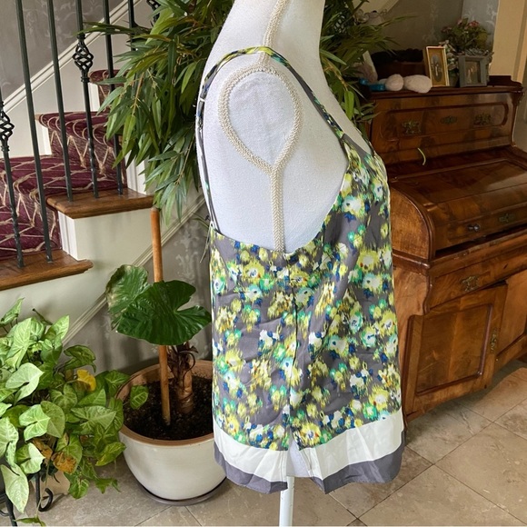 The Limited Camisole Blouse Size S Floral Gray Teal Tye Dye Pattern Silky Layer - Picture 10 of 13